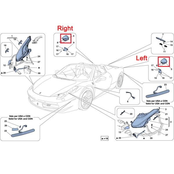 Pour la Ferrari 458 Italia Spider Speciale Lumière arrière à la queue gauche OEM 265173