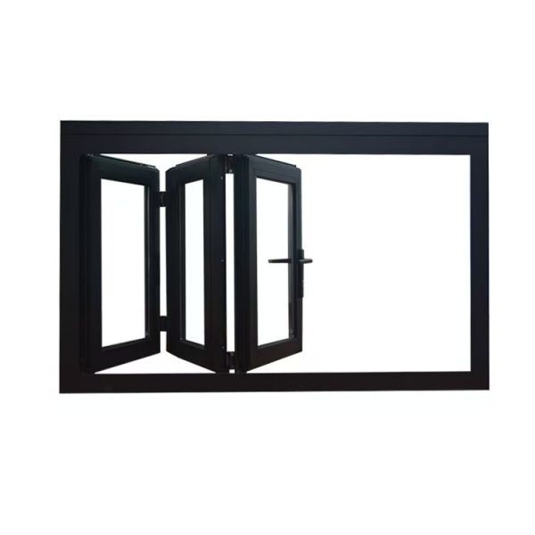 Black  Aluminium Bifold Windows Vertical Living Room Interior Soundproof Windows