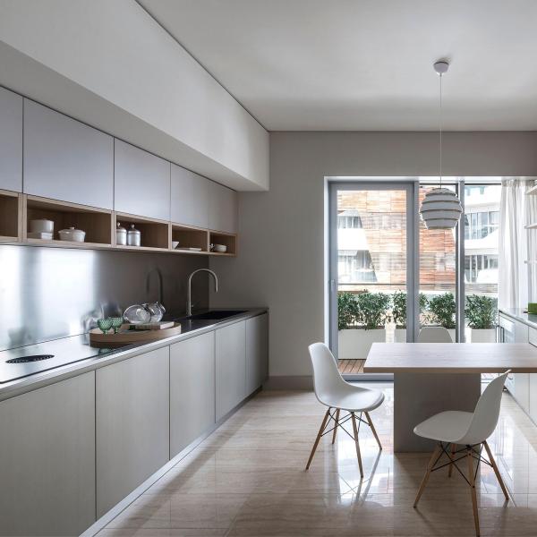 Almacenamiento a medida Diseño moderno Smart Kitchen Blanco Smart Cuarto de cocina de acero inoxidable