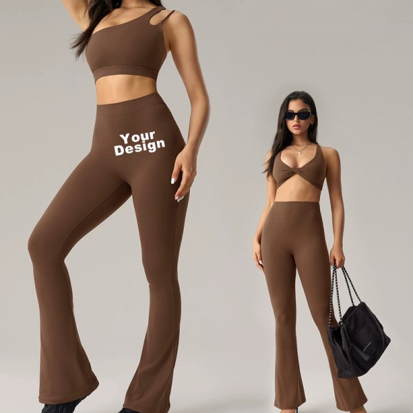 Custom Apparel OEM & ODM Naked Sculpt Activewear Collection, 4 Mix-and-Match Yoga Pieces: Sports Bras, Zip Jacket & Flared Yoga Pants