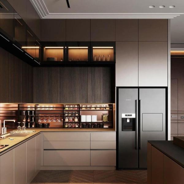 Modern Aluminium Corner Kitchen Pantry Cabinet Melamine Cupboards