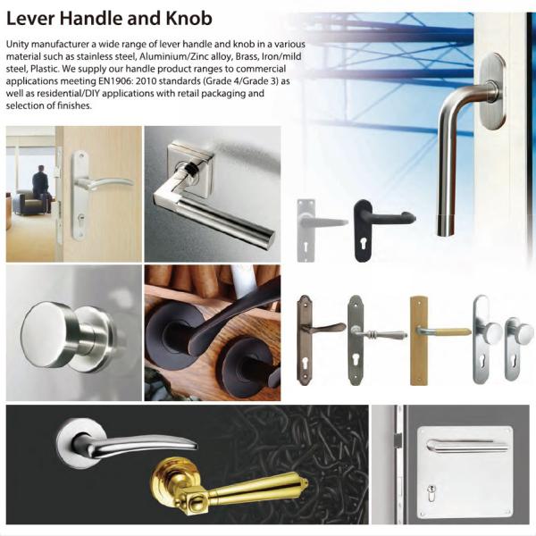 Interior door handle set with square rose for commercial interior door use