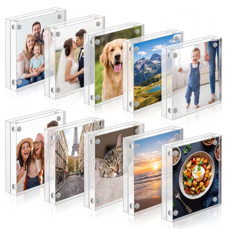 Custom Size Clear Magnetic Acrylic Frames 4x4 Inches  For Table Top Display
