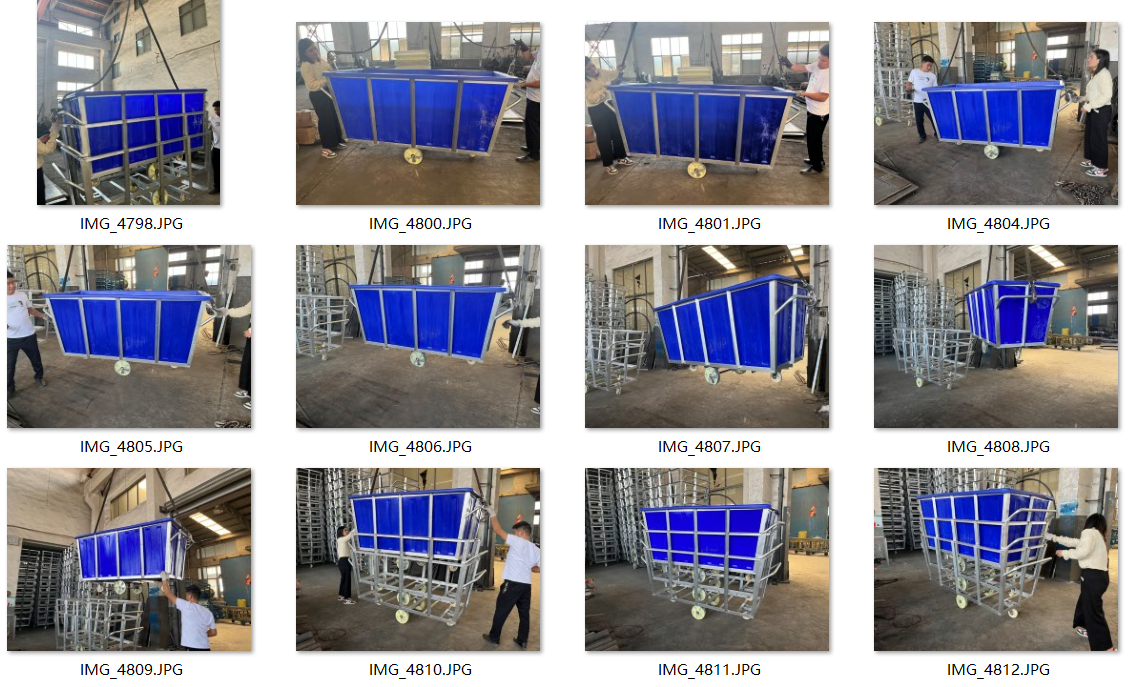 2866 lbs 1300L Rotomolded LLDPE Fabric Trolley | Heavy-Duty Textile Cart with Dual Push Handles & 1200kg Load Capacity