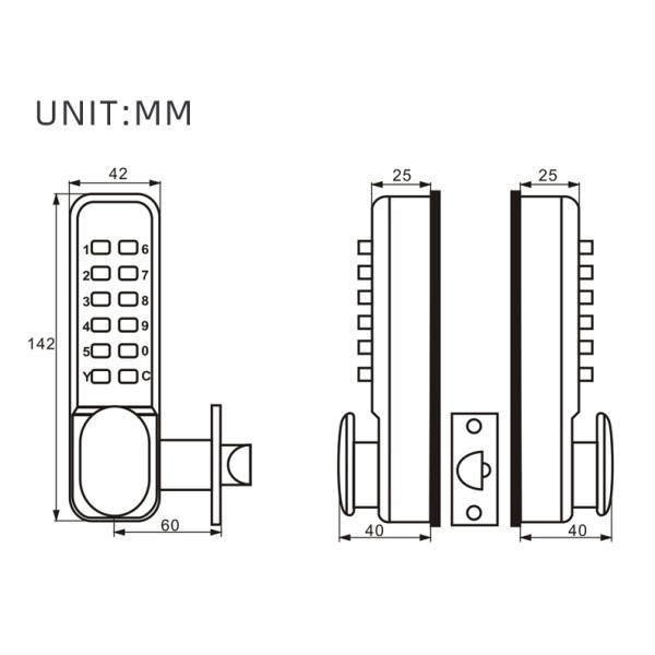 Second Generation Rotary Handle Double-sided Password Keyless Mechanical Digital Security Code Door Lock