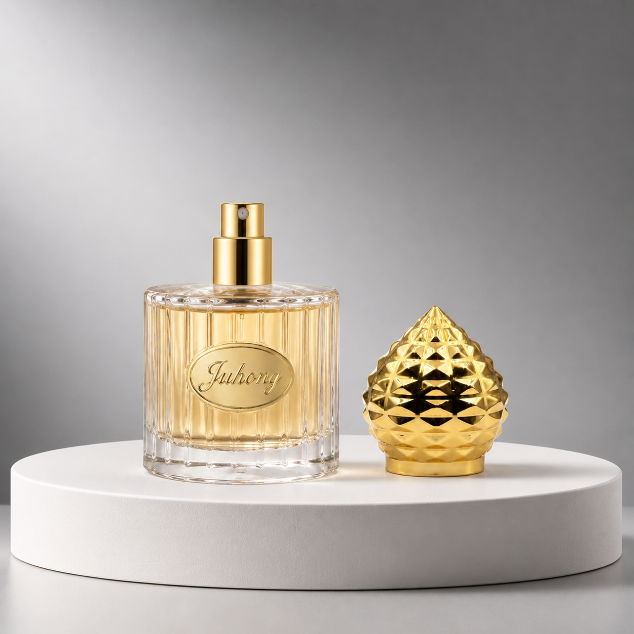 Luxury Diamond Cut Gold Zamac Perfume Cap, Crown Shape Closure for FEA15 Perfume Bottle