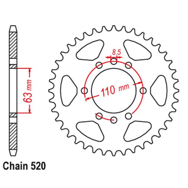 Motorcycle Sprocket for KTM 200 390 RC Custom 520 42-45T Aluminum Ladle Performance