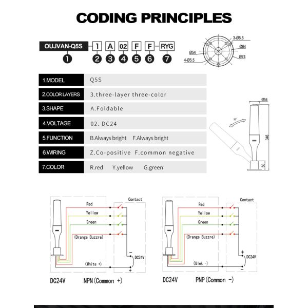 Feu de signalisation à tour à 3 couches 24V multicolore en aluminium, indicateur lumineux à LED clignotantes