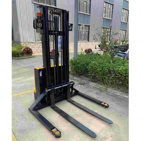 1.5ton 3meters Full Electric Walkie Stacker com perna fixa alargada e garfo forjado para palete de dois lados