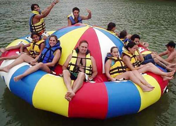8 - 10 Person Inflatable Disco Boat Motorized Toys Semi Boat , Water Spinner Gyro