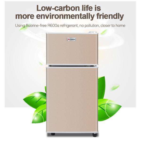 Household 56L Double Door Mini Fridge With Freezer 2 Cubic Feet