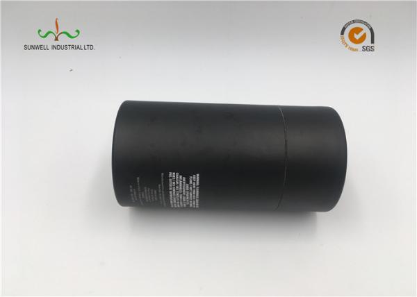 Custom Printed Black Color Cardboard Cylinder Tubes , Deodorant Paper Tube Packaging