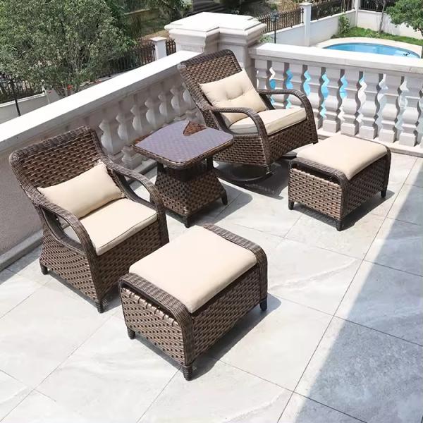 Waterproof Outdoor Rocking Lounge Chair Rattan Color Garden Rocking Lounger