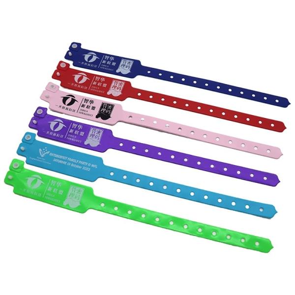 Bracelet jetable personnalisé avec fermeture à verrouillage rapide et options d'impression à écran de soie