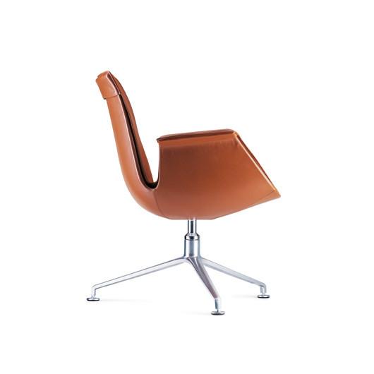 FK Lounge Modern Classic Office Chair Low Back Leather Brushed Metal Foot Bucket