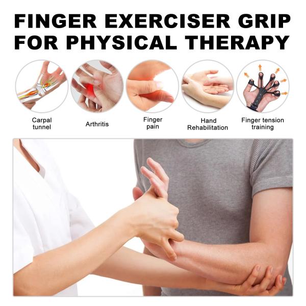 Grip Strength Trainer Finger Hand Strengthener 8 Resistant Level Exerciser Adjustable Hand for Therapy Relieve Pain