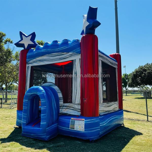 Customer Logo PVC Toddler Bed Blue Star Inflatable Bounce House Jumping Castle for Rent
