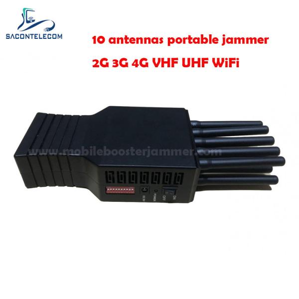 10W Power 10 Antennas 20m Radius Portable Signal Jammer Handheld GPS WiFi Blocker