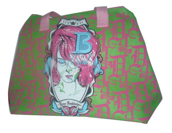 75g Silk screen printing beauty elipe shape sea beach zipper non woven carry bag