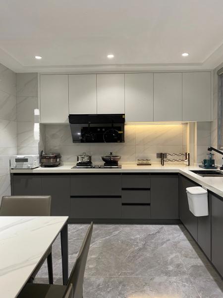 Grain Modern Kitchen Cabinet Handleless Furniture Cabinetry With Linear Shape