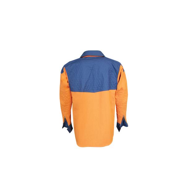 240GSM Navy Contrast Orange Work Coat 65% Polyester 35% Cotton Twill 2/1