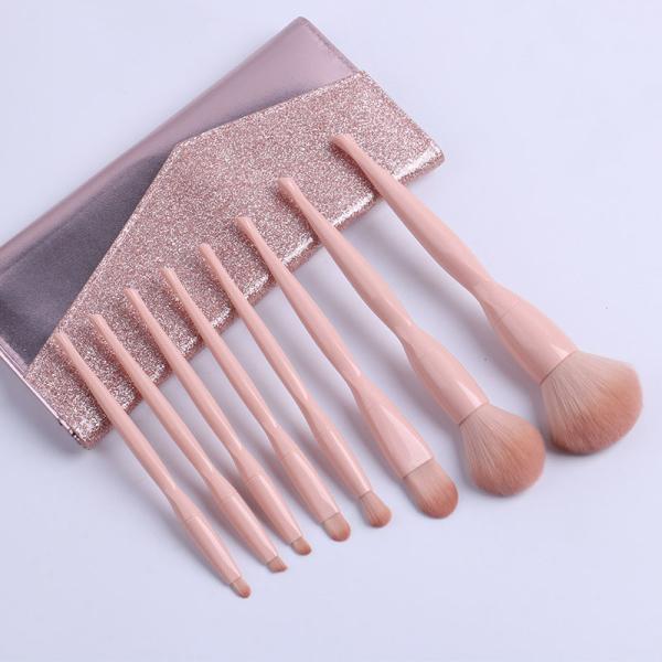 Nylon Fiber Face Foundation Brush , Compact Powder Brush Gray Straight Design