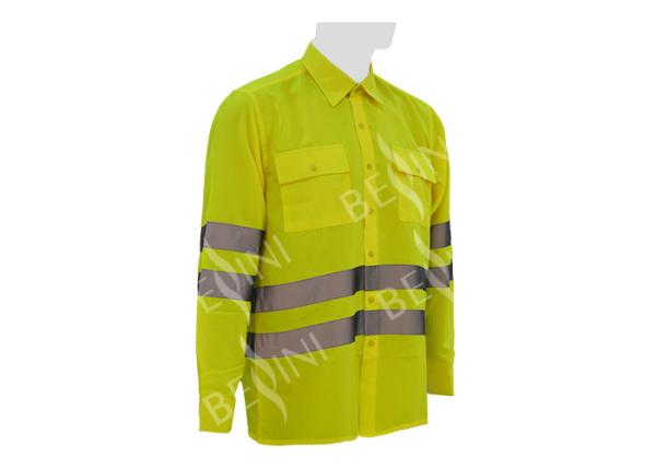 100% Polyester Custom Work Shirts Reflective Safety Wear Multi Pockets