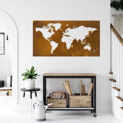 Arte da parede de Rusty Corten Metal World Map da decoração