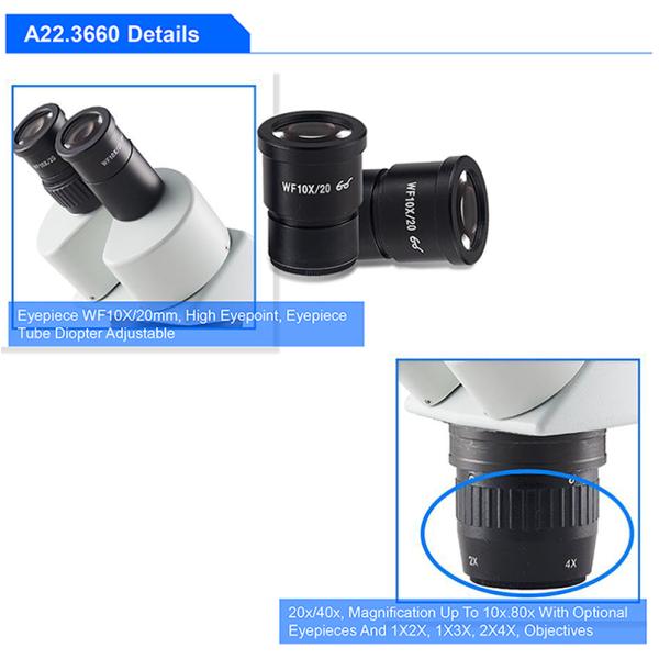 A22.3660 OPTO EDU Stereo Microscope Binocular 1x3x Or 2X/4X