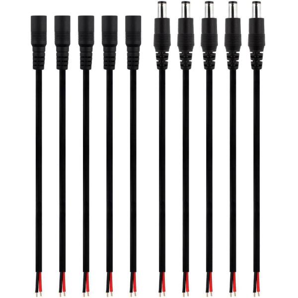 Male To Female DC Power Extension Cable 2.1mm 5AWG For CCTV Router