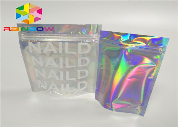 printing zipper plastic mylar foil k packaging hologram laser holographic stand up zip pouch bag for gift/bottles