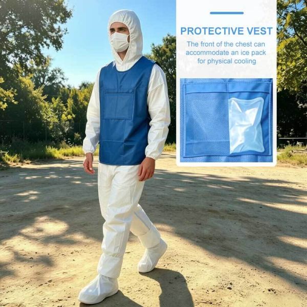 Disposable SMS Cooling Vest with Adjustable Lacing for High-Temperature Heat Prevention