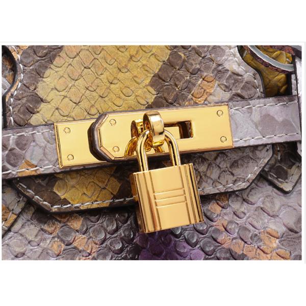 Platinum Sloping Across Single Shoulder Bag Snake Pattern Cow Leather