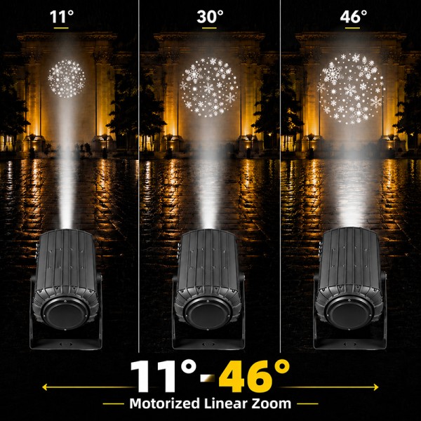 300W LED Zoom Outdoor Snow Projector Gobo Lighting Waterproof Christmas Decor