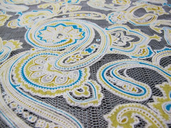 Colored Printed Polyester Lace Fabric Cotton Mesh Burnout Lace of Eco-dyeing Technics(CY-DK0042)