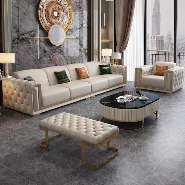 Light Leather Hotel Room Sofa Combination Modern Living Room Sofa