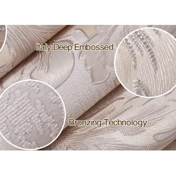 Grey Removable Embossed Floral Pattern Country Bathroom Wallpaper / Wall Coverings