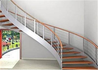 Indoor Custom Wood Stairs , Curved Staircase Construction For Large Commercial Office Spaces