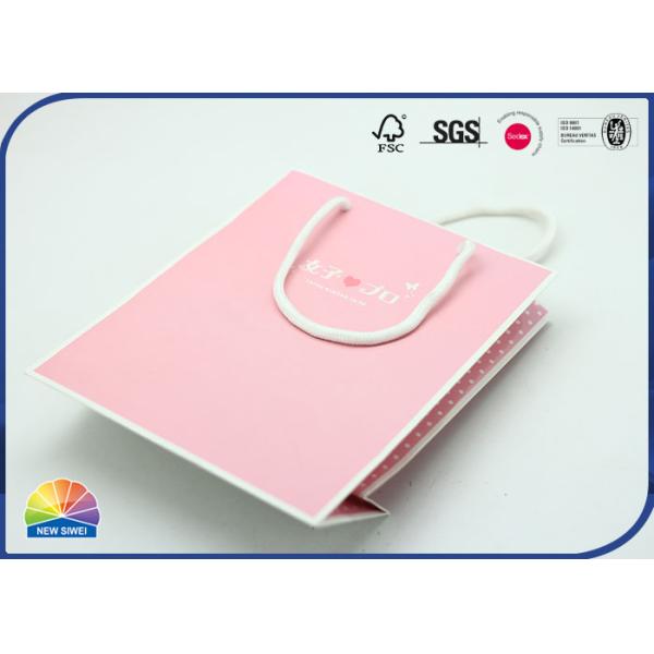 Pink Eco Friendly Customized Size Paper Gift Bag Wiht Nylon Handle