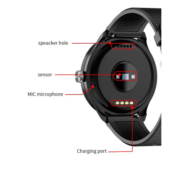 Музыкальный плеер Мужские наручные ЭКГ Смарт-часы 240 * 240 Экран 316L Корпус из нержавеющей стали