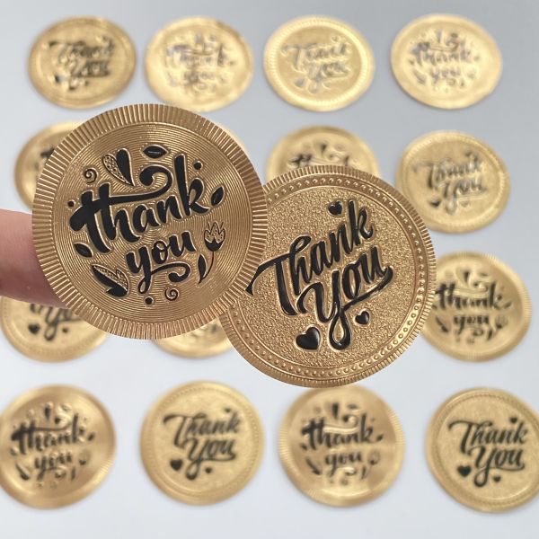 Packaging Gold Thank You Stickers for Small Business Anti-strach Round Roll Label Stickers for Gift