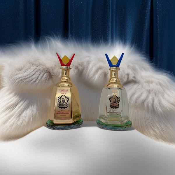 Decorative Liquor Bottles/Golden Frosted 750ml Glass Bottle/ Crystal Stopper