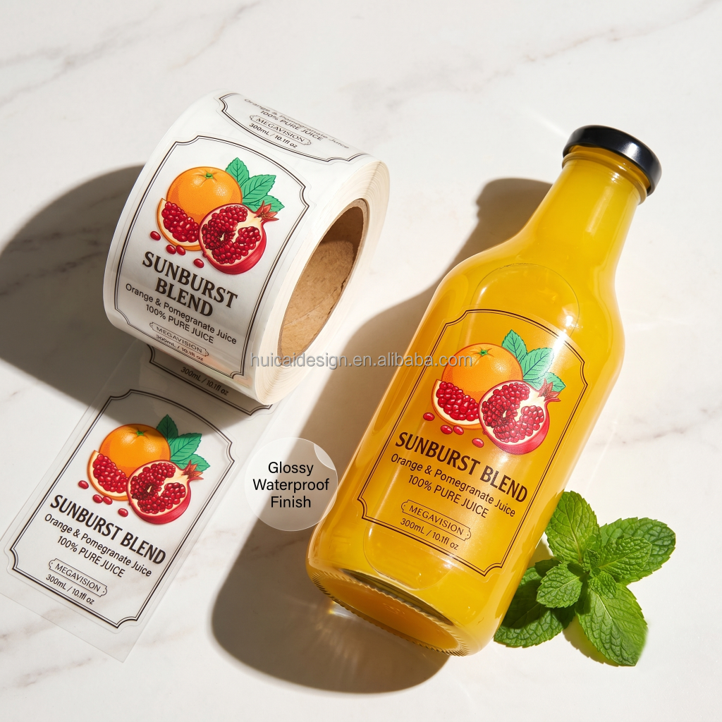 Custom Printing Logo Waterproof Food Sticker Jar Glass Plastic Bottle Label Round Rectangular clear Packaging Label