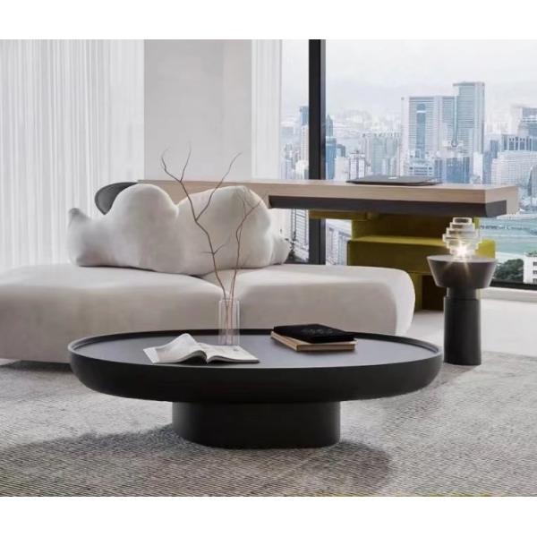 Black Fiberglass Oval Coffee Table Creative Premium Feeling Shaped High Durability