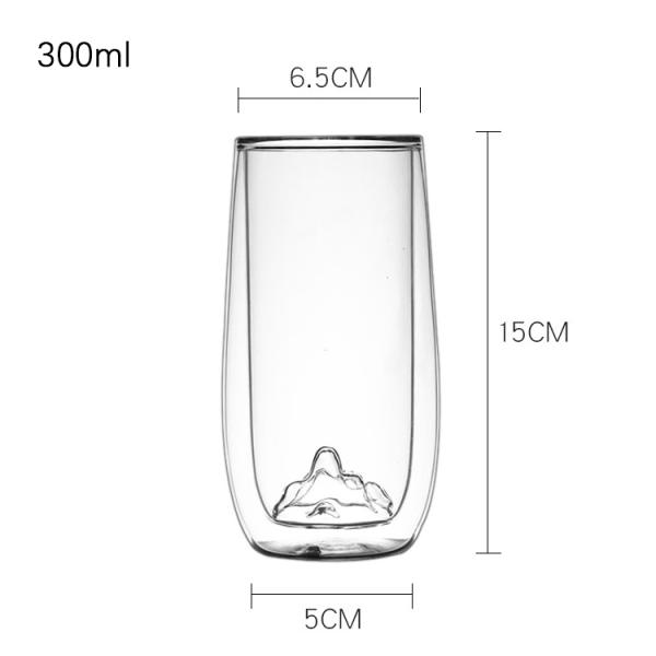 Кружки кофе ясности Шап горы, боросиликат изолировали двойную чашку стекла стены
