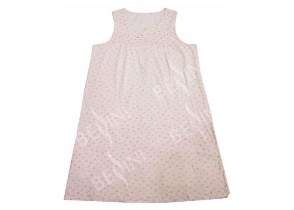 100% Cotton Women'S Sleeveless Sleepwear Night Dress With Five Pink Buttons