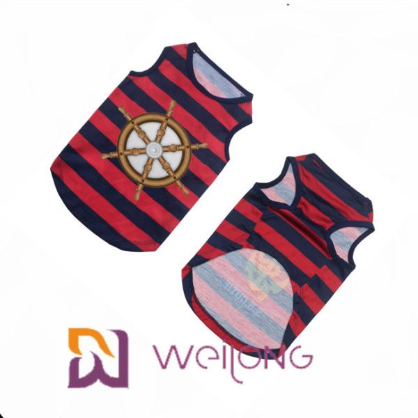 Polyester Customized Rubber Print Stripe Pet T Shirt Dog Birthday Shirt