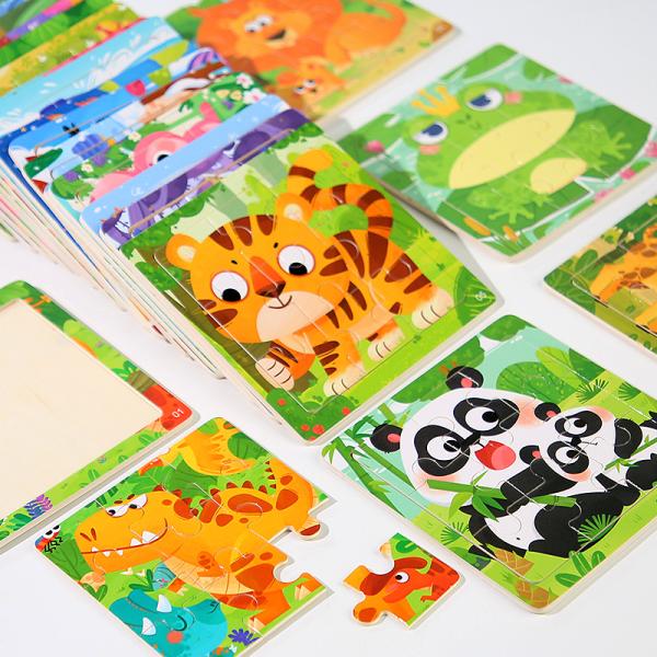 9pcs Toddler Great Gift Children Preschool Colorful Dinosaur Animals Wooden Jigsaw Puzzles