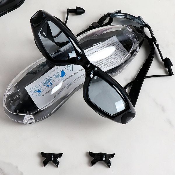 Transparent Lens Adult Swimming Goggles With Automatic Buckle And 3 Size Nose Bridge
