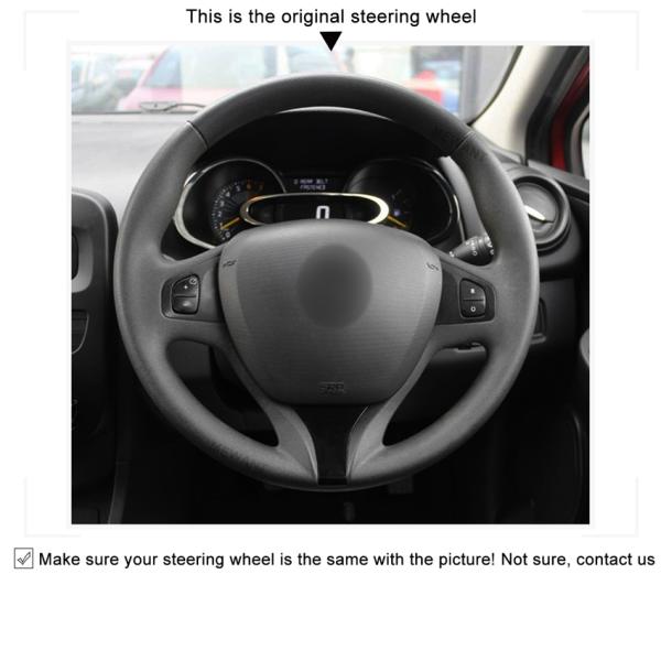 Custom Hand Stitching Black Artificial Faux Leather Steering Wheel Cover for Renault Clio 4 IV Captur 2012 2013 2014 2015 2016